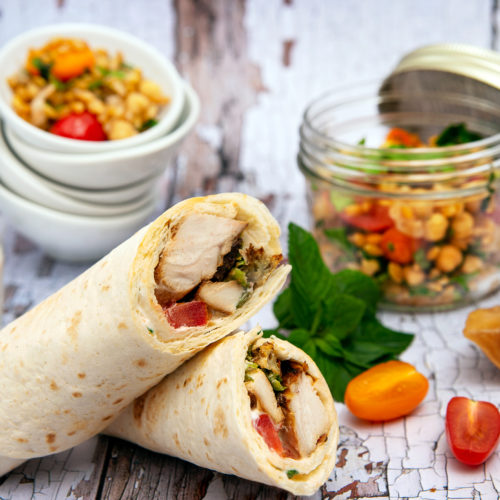 Wrap de poulet fermier label rouge mariné sauce blanche, salade Libanaise
