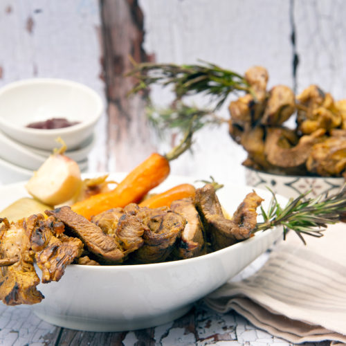 Brochettes grillées d’échine de porc fermier label rouge sauce teriyaki